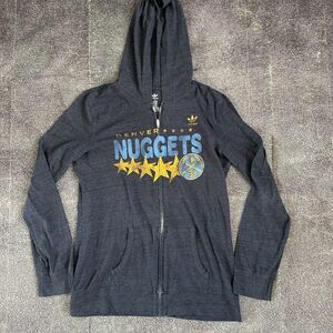 Womens Vintage Y2K Adidas Denver Nuggets Lightweight Zip Up Hoodie Sweatshirt XL